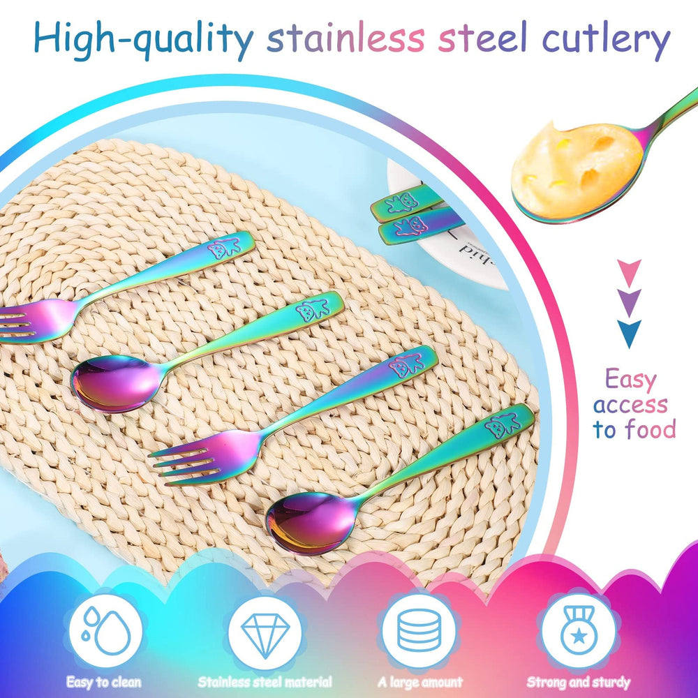 Pimoys toddler spoons with smooth edges for small mouths.