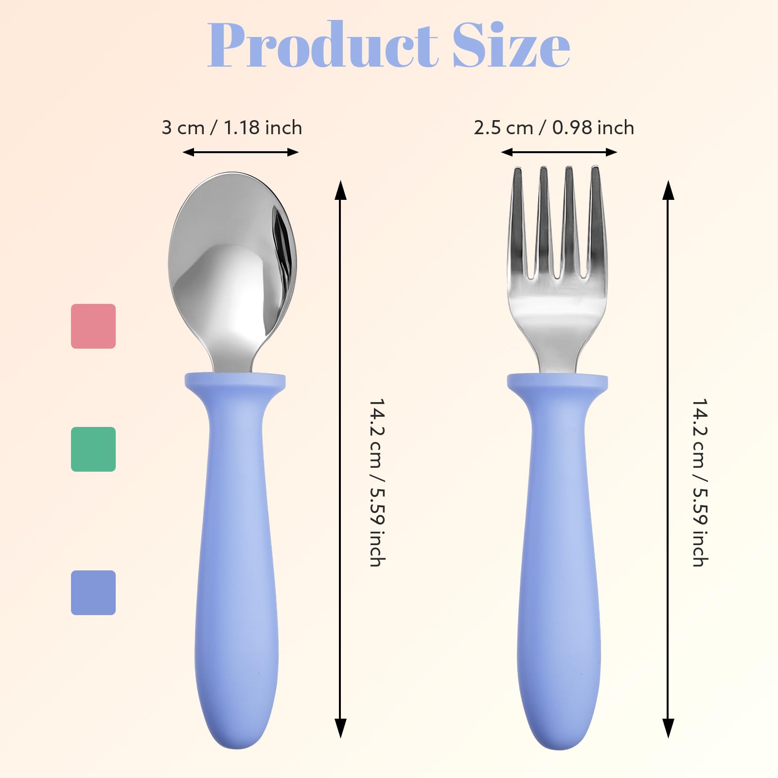 Pimoys toddler utensils with ergonomic spoons for easy grip during meals.