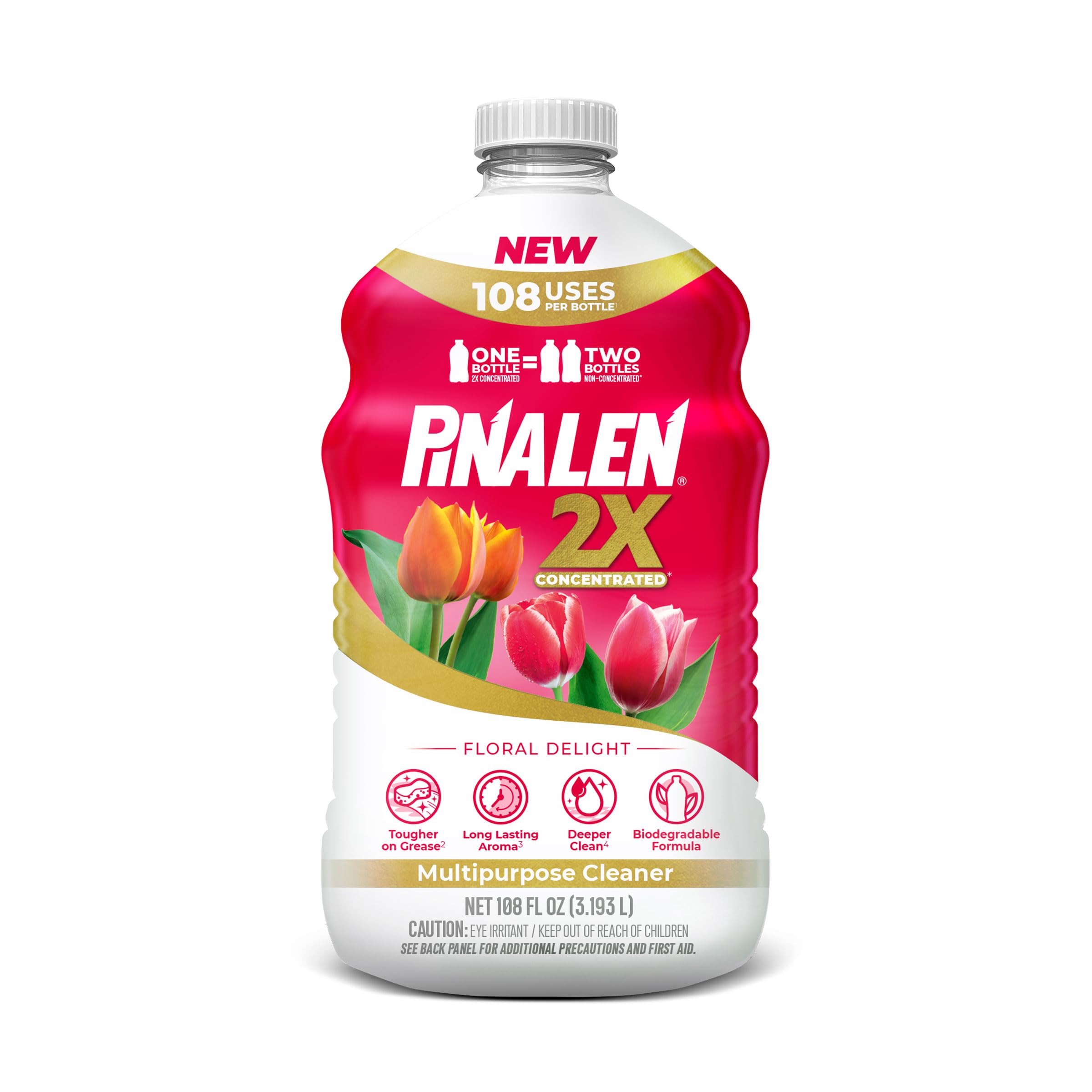 Pinalen 2X Max Aromas bottle front view with floral scent promise for clean homes.