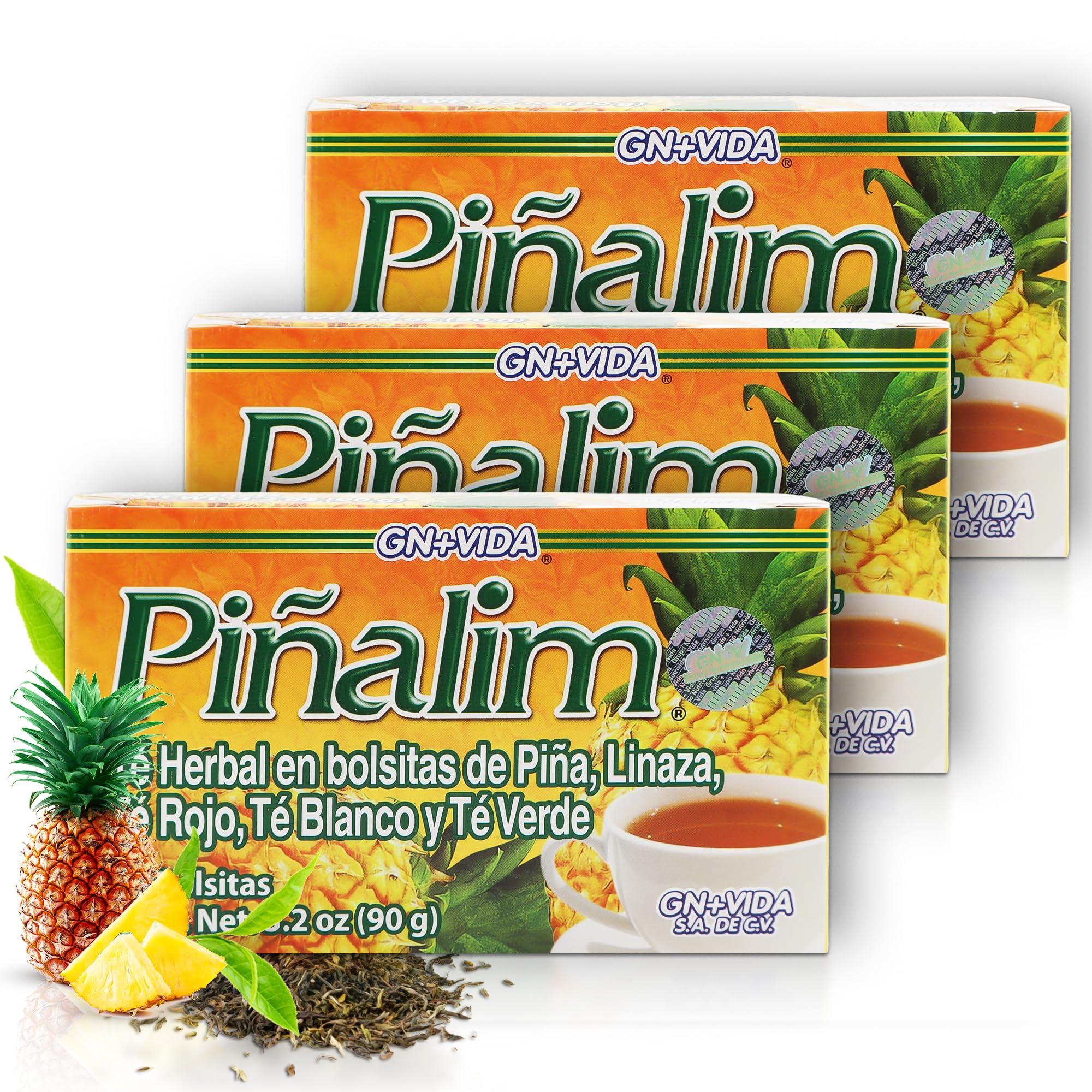 PIÑALIM Pinalim Tea GN+Vida Diet three-box display for nightly use.