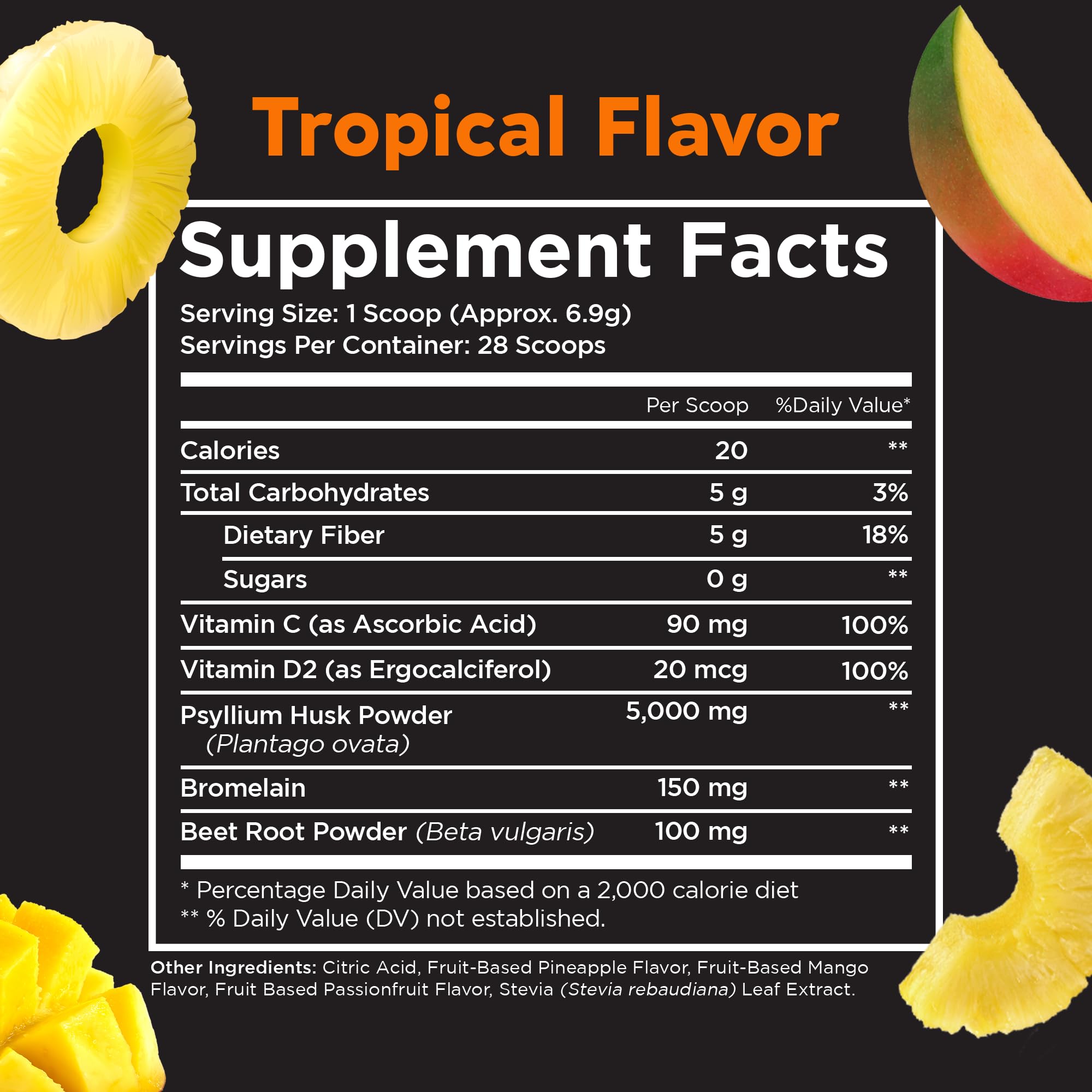 Pinch Magic Sugar Free Fiber Powder label emphasizes vegan gluten-free clean label