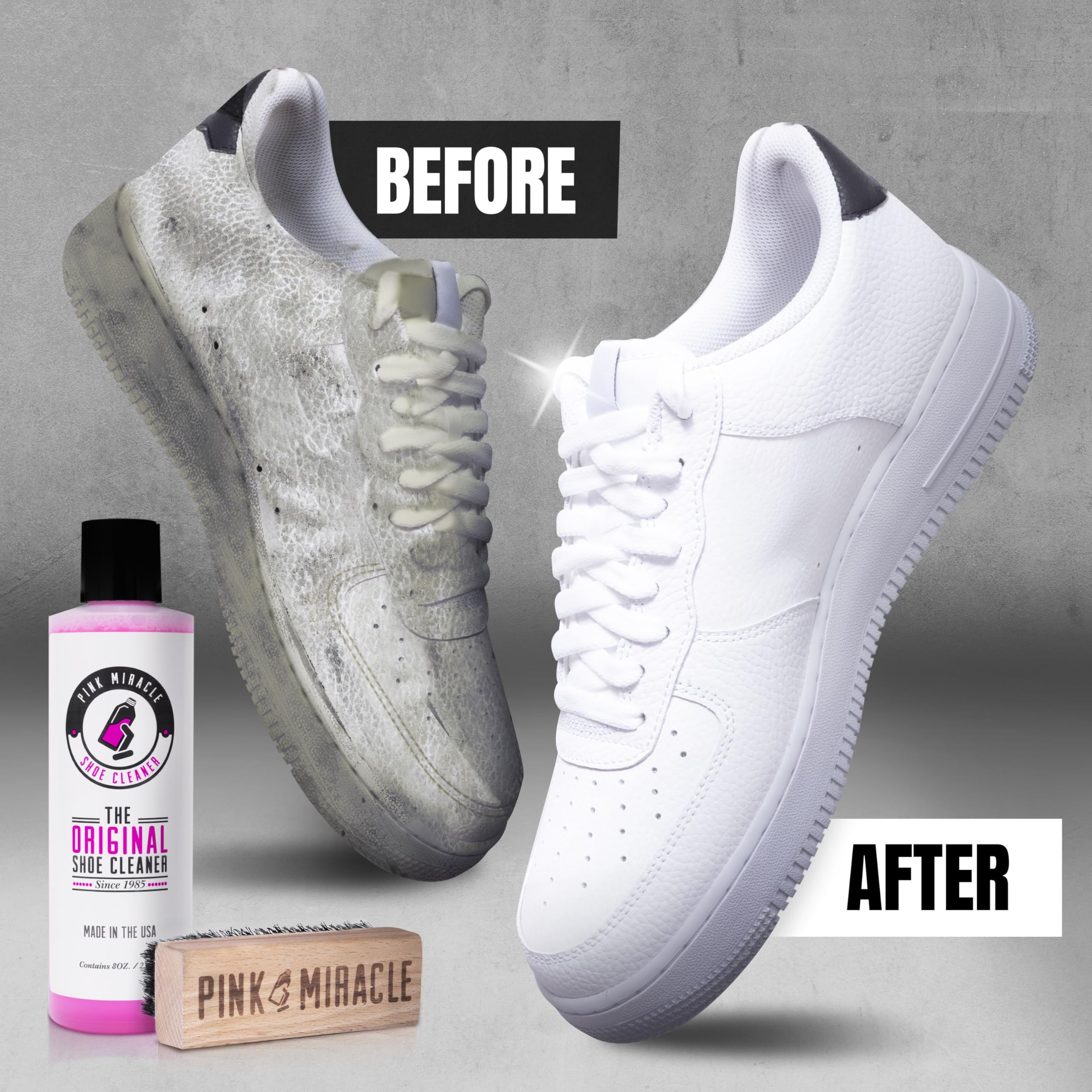 Pink Miracle Shoe Cleaner Kit brush for gentle scrubbing on fabrics.