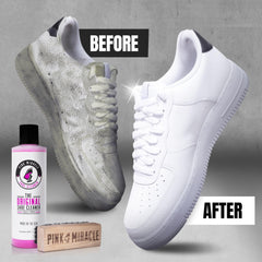 Pink Miracle Shoe Cleaner Kit brush for gentle scrubbing on fabrics.