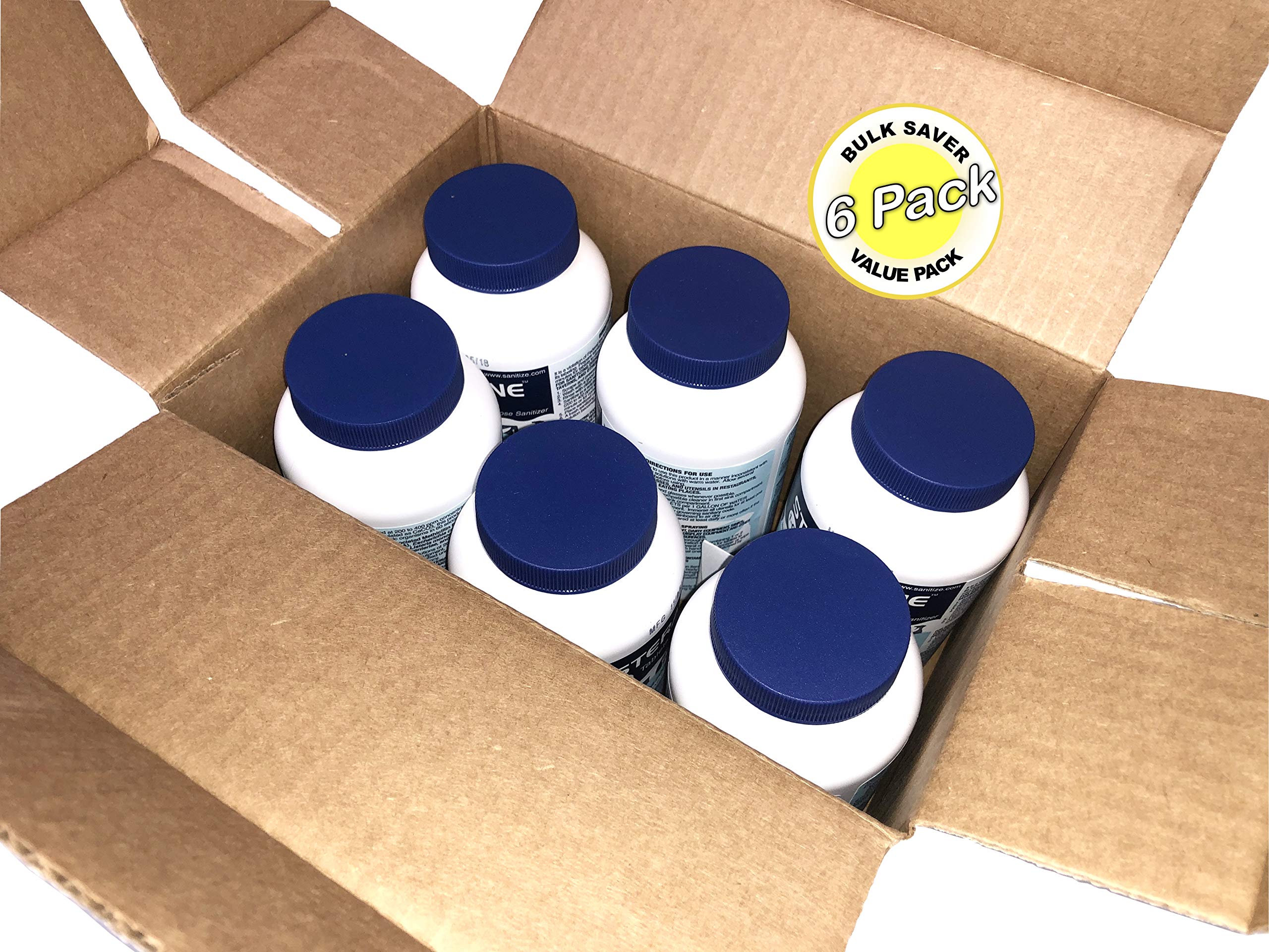 Pink Rhyme Steramine tablets bottle cap open showing easy premeasured use