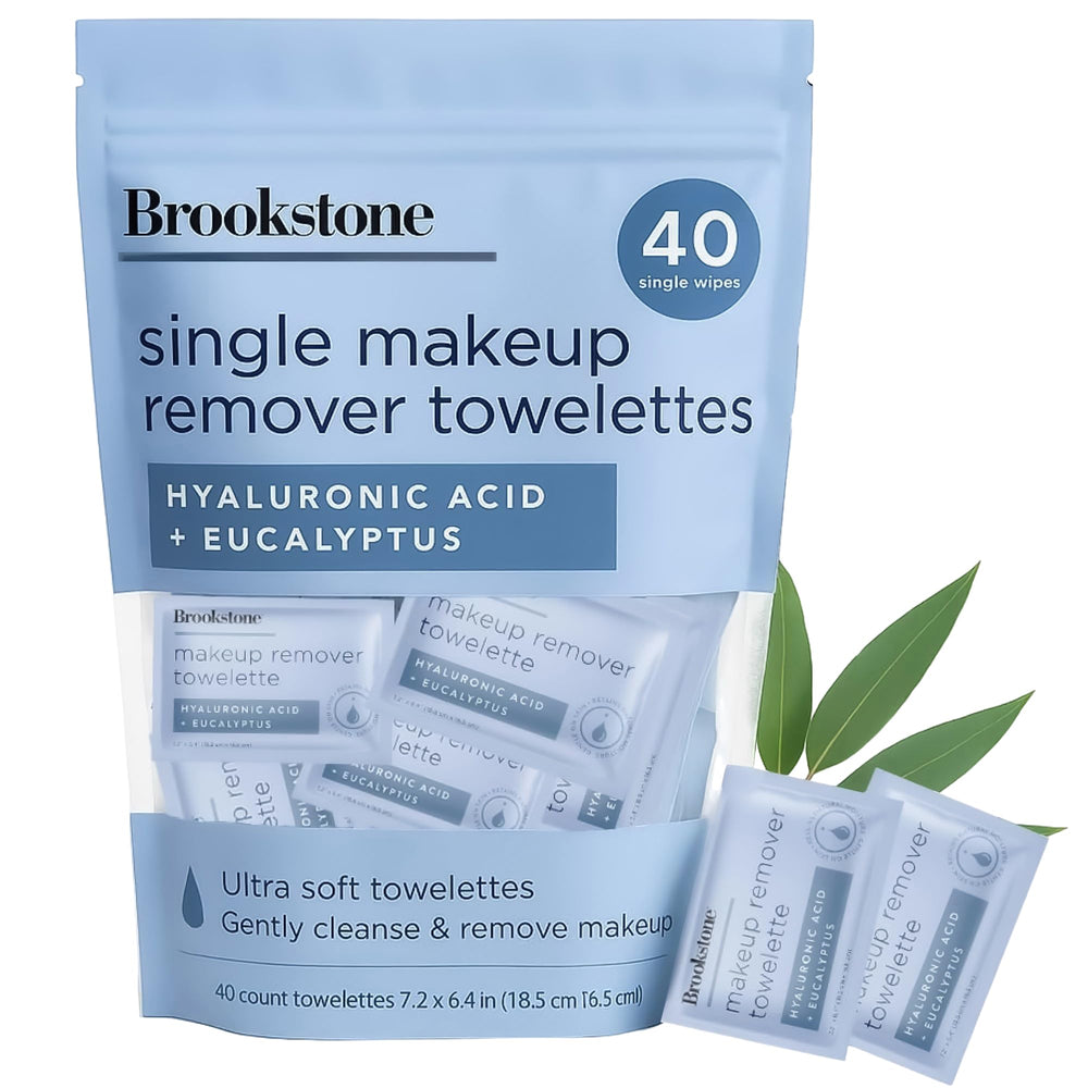 Pink Sky Brookstone makeup wipes, individually wrapped for on-the-go cleansing