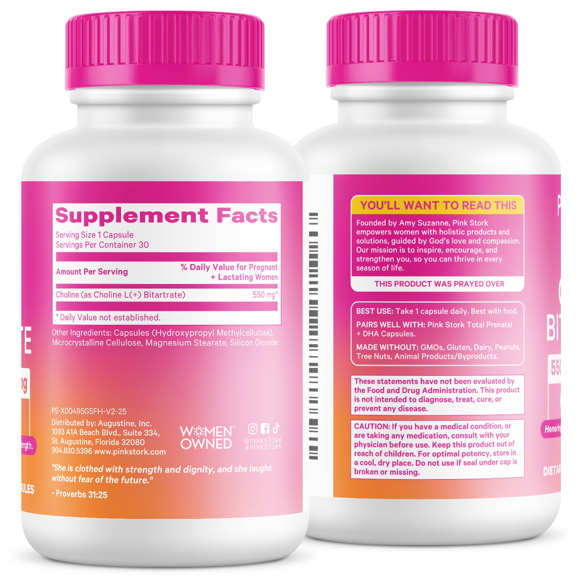 Pink Stork Choline bottle with ScentCert for pleasant taste and aroma.