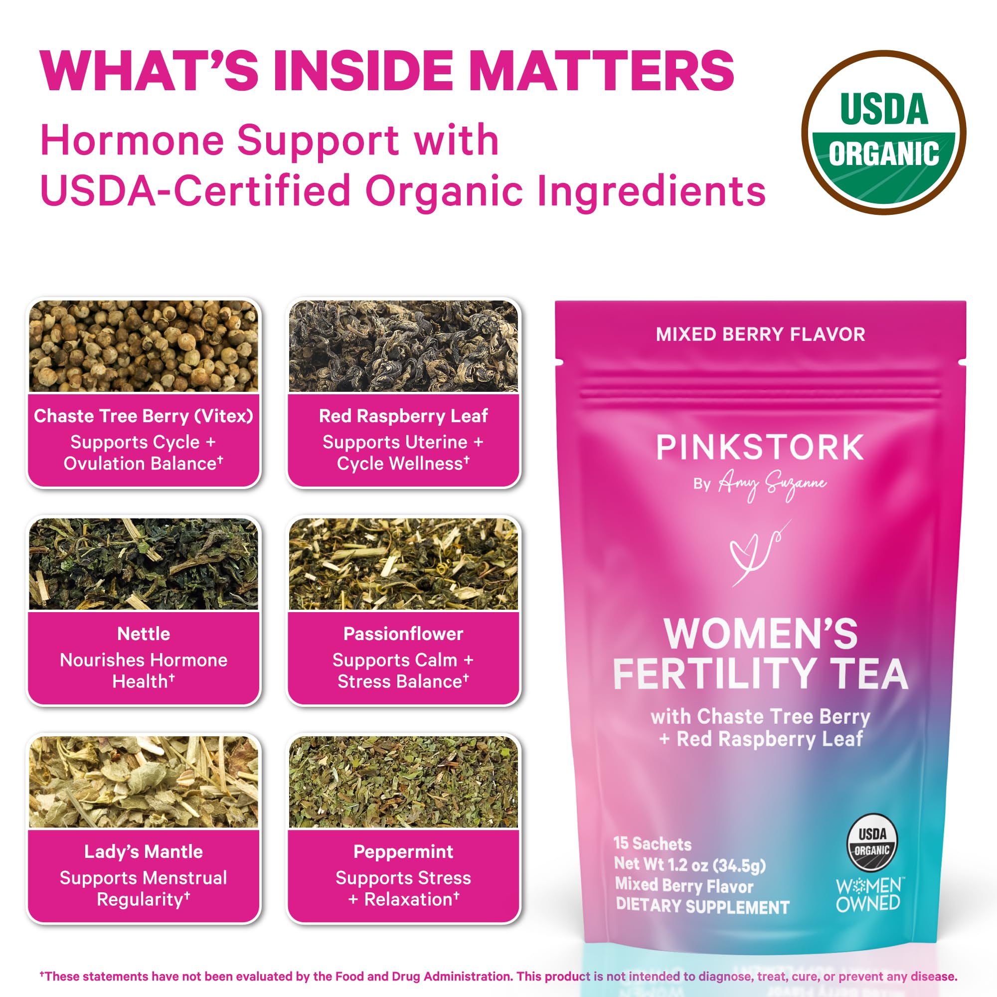 Pink Stork Fertility Tea Vitex chaste tree berry focus