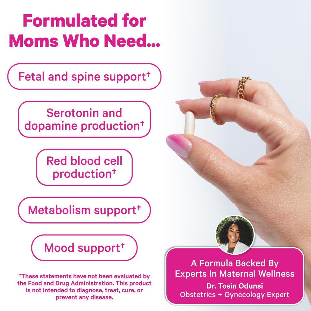 Pink Stork Folate bottle in a pregnancy ritual context