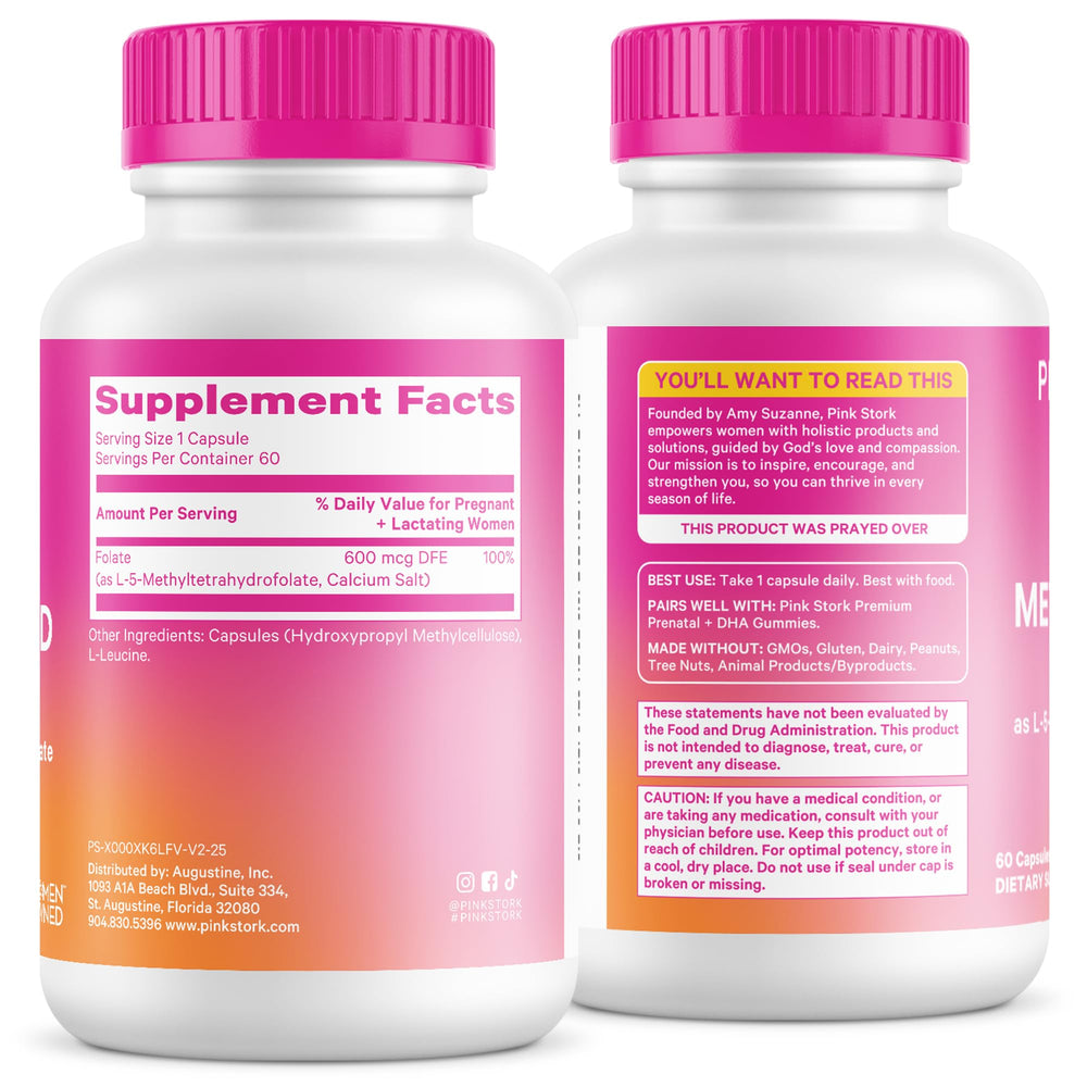 Pink Stork Folate bottle detail highlights the ScentCert feature