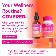 Pink Stork Hormone Balance berry-scented insert enhances the supplement routine.