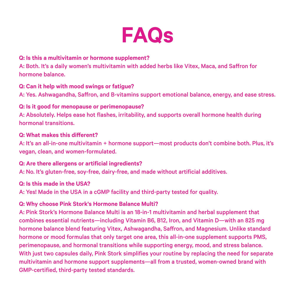 Pink Stork Hormone Balance vegan-label confirms a plant-based formulation