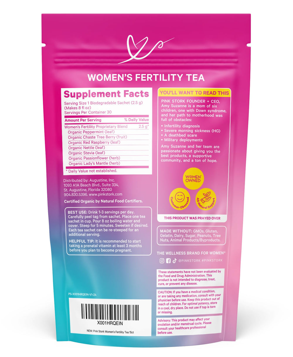 Pink Stork compostable sachets emphasize clean, eco-friendly brewing.