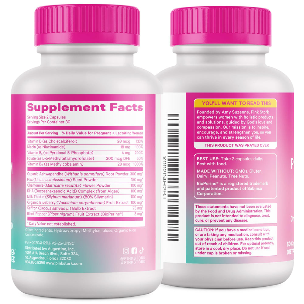 Pink Stork Red Raspberry Leaf image emphasizing women’s health support.