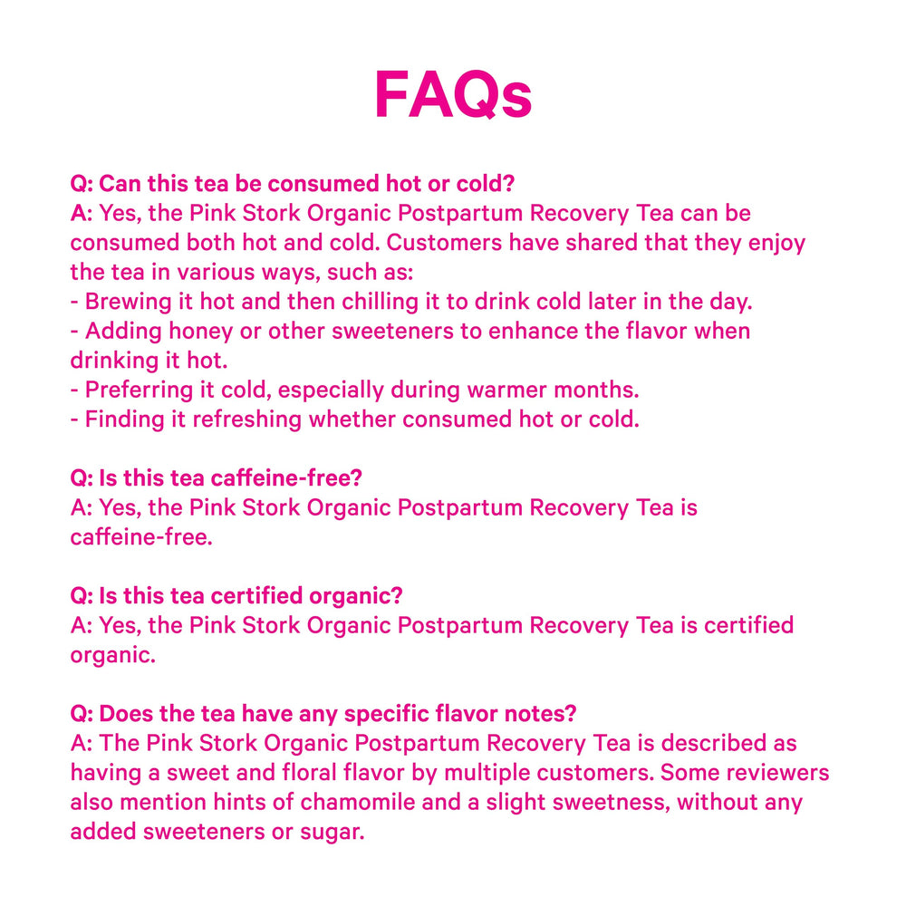 Pink Stork Postpartum Recovery Tea glass jar reveals loose-leaf blend and aroma