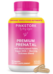 Pink Stork Premium Prenatal bottle cap close-up for daily use