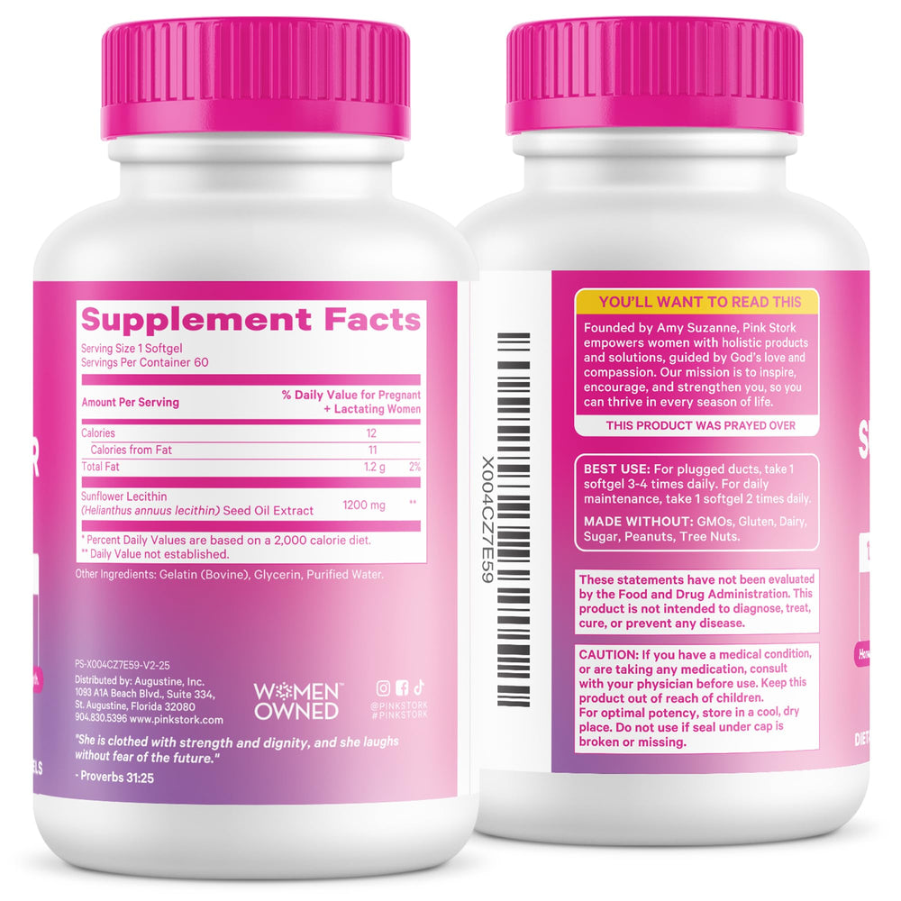 Mom-friendly scene with Pink Stork Lecithin suggests a daily wellness routine.