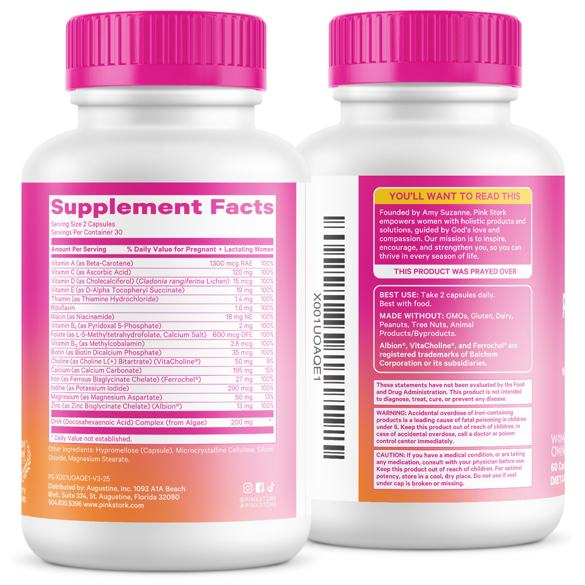 Pink Stork Total Prenatal Berry packaging with flavor note and branding