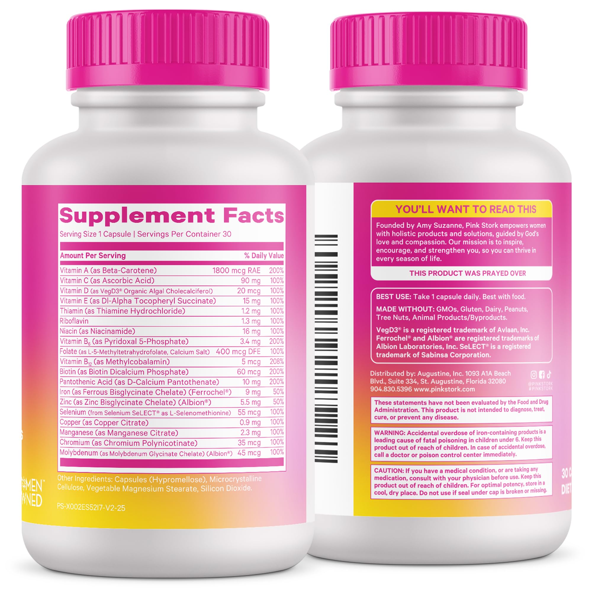 Pink Stork Total Women’s Multivitamin packaging designed for travel.