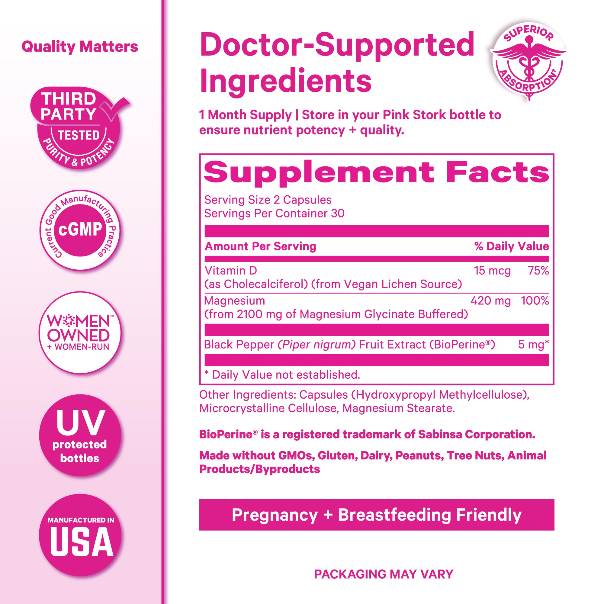 Pink Stork Magnesium Glycinate featured in a woman’s wellness routine setup