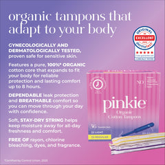 Pinkie Organic Tampons use toxin-free materials for sensitive skin.