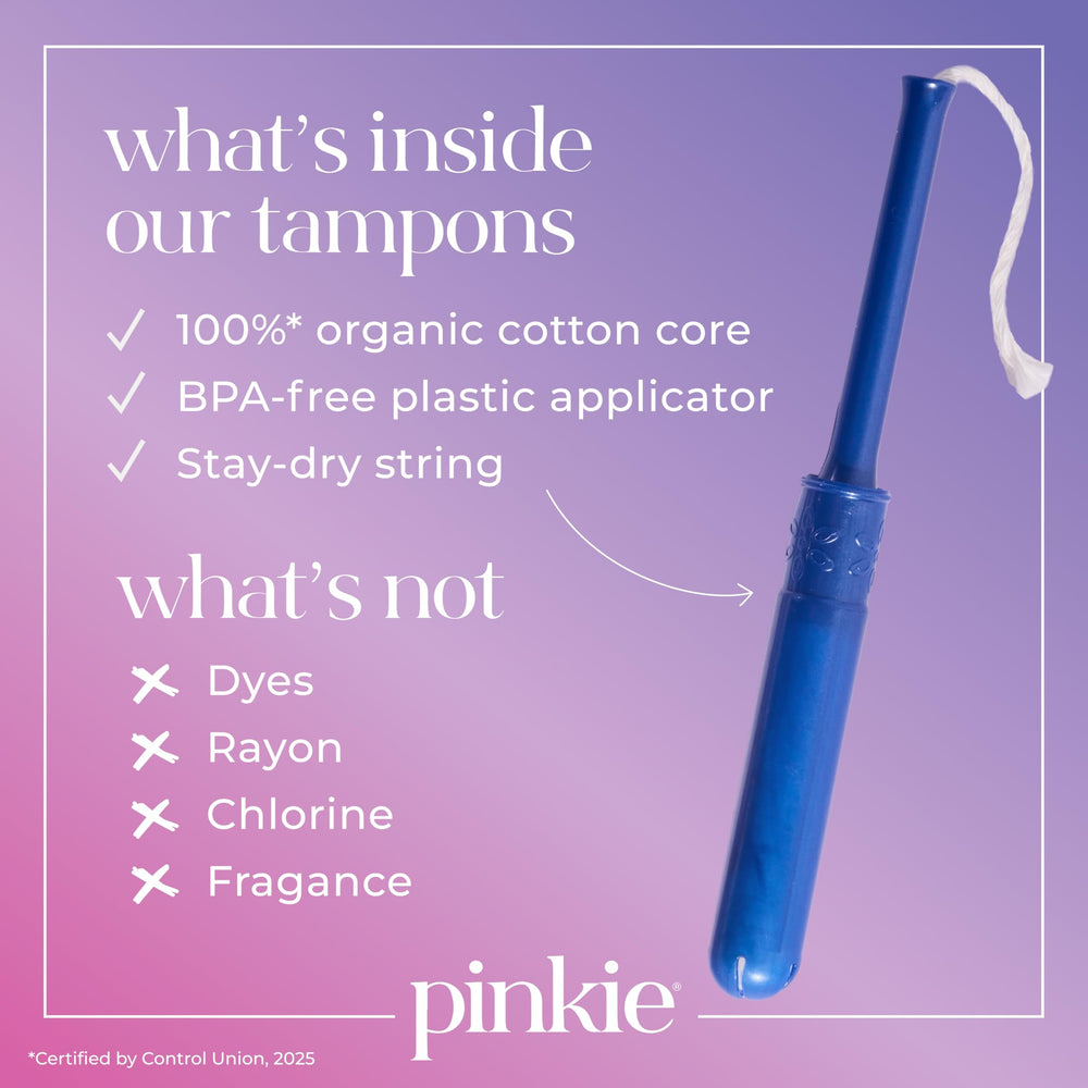 Pinkie tampons include a stay-dry string to help feel fresh.