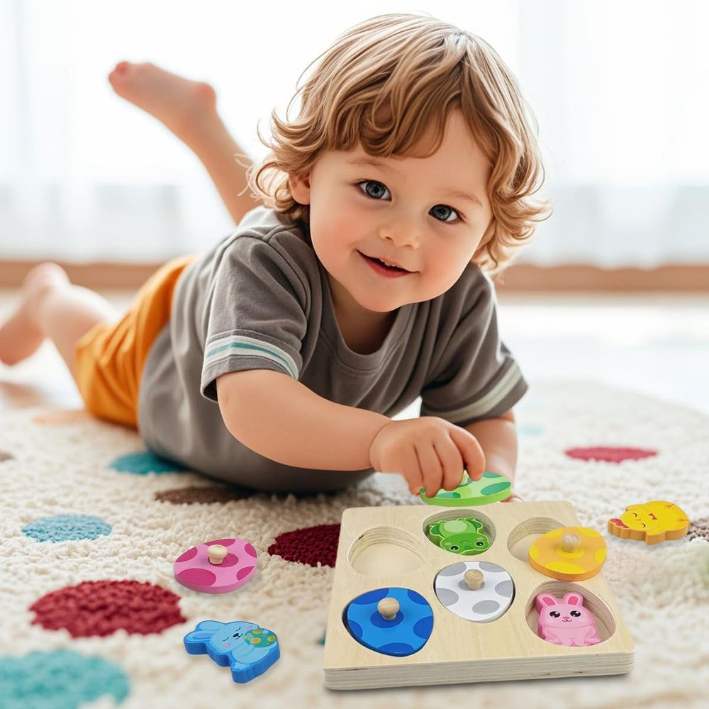 Pinkiwine Easter sheep puzzle pieces—durable wood for repeated play