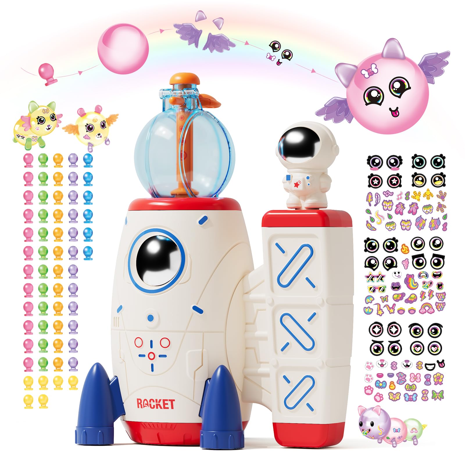 PINSHILE DIY Space Magic Balloon Craft Kit with balloons and rocket pump for creative play