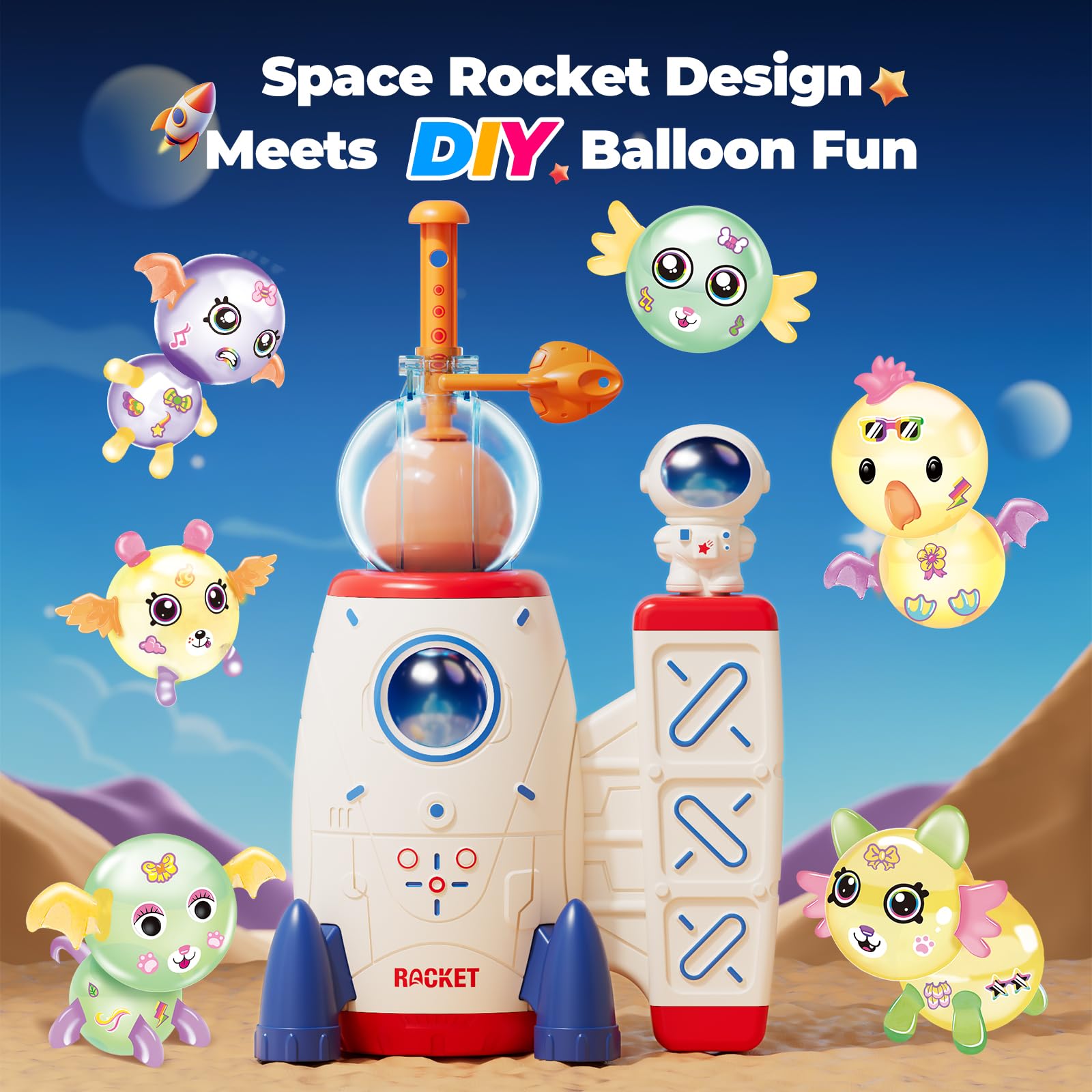 PINSHILE Rocket Pump in Action helps kids inflate balloons easily during imaginative projects