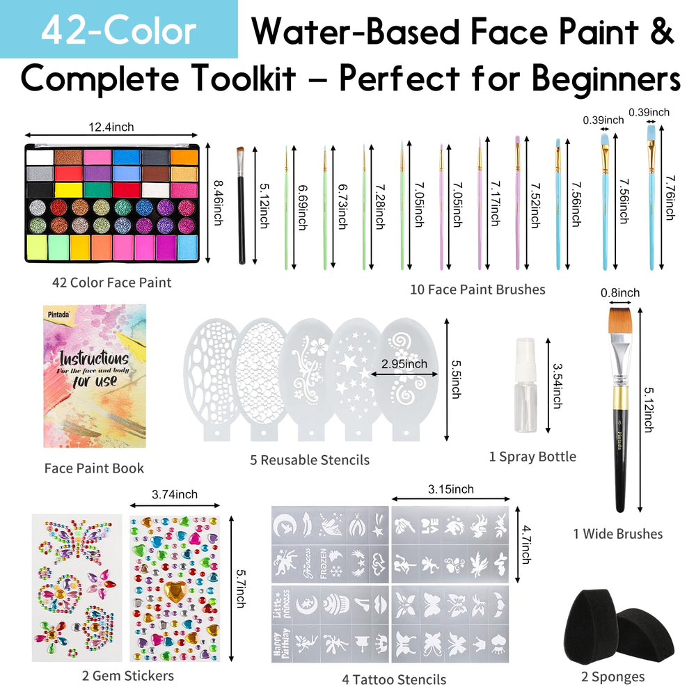 Pintada face paint stencils collection enables quick carnival designs.