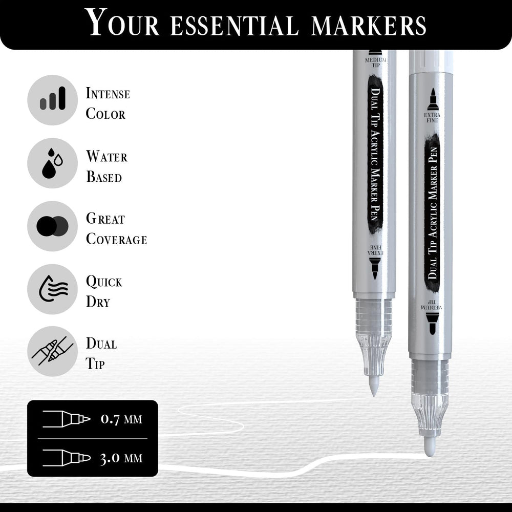 Pinturale Arts white acrylic paint pen with 3mm tip for bold fills