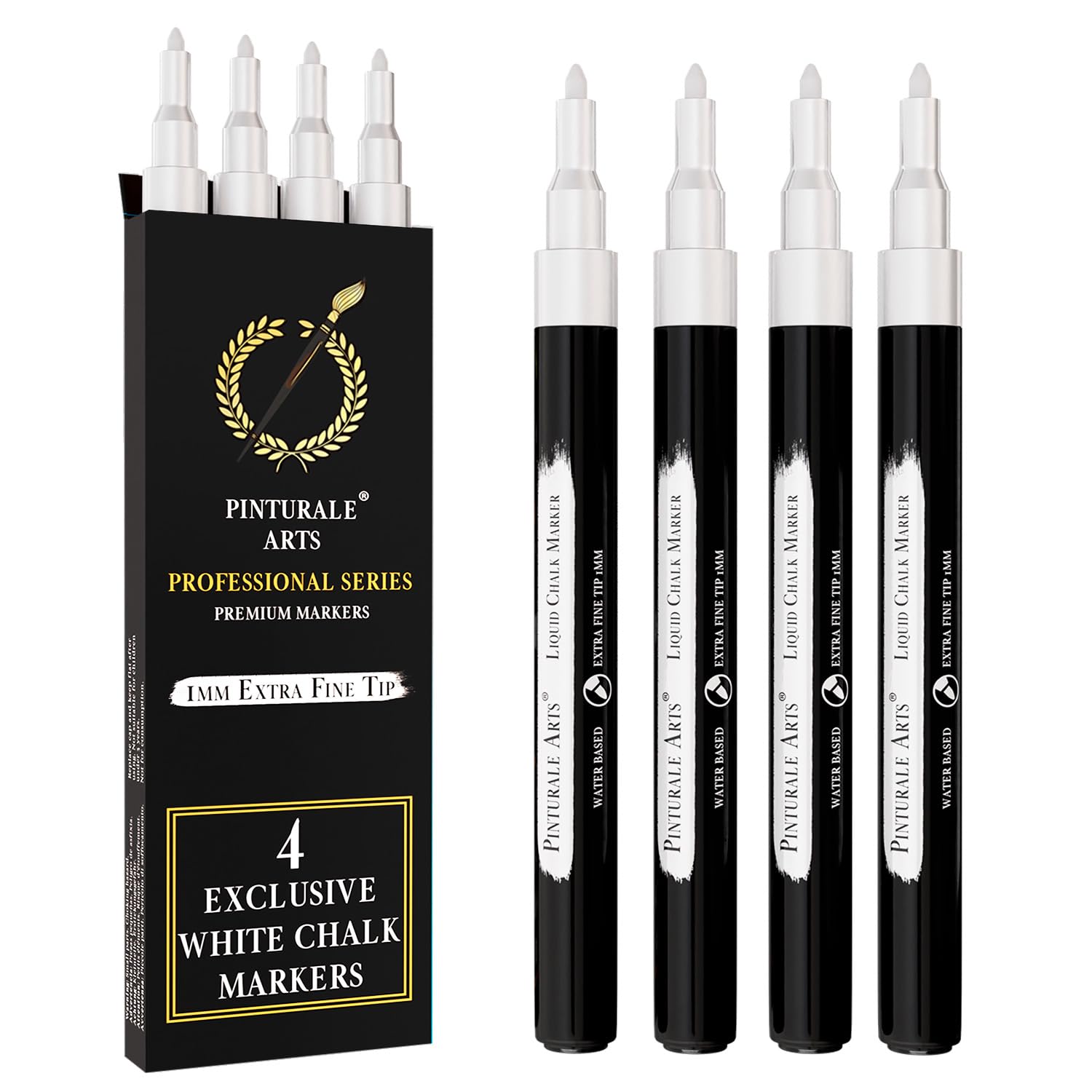 Pinturale Arts white chalk marker on whiteboard for precise lines.