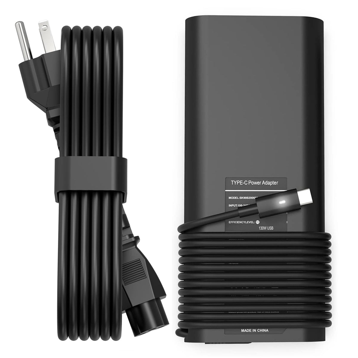 PIOEVTKA 130W USB-C charger powers Dell XPS 9575 in a travel setup