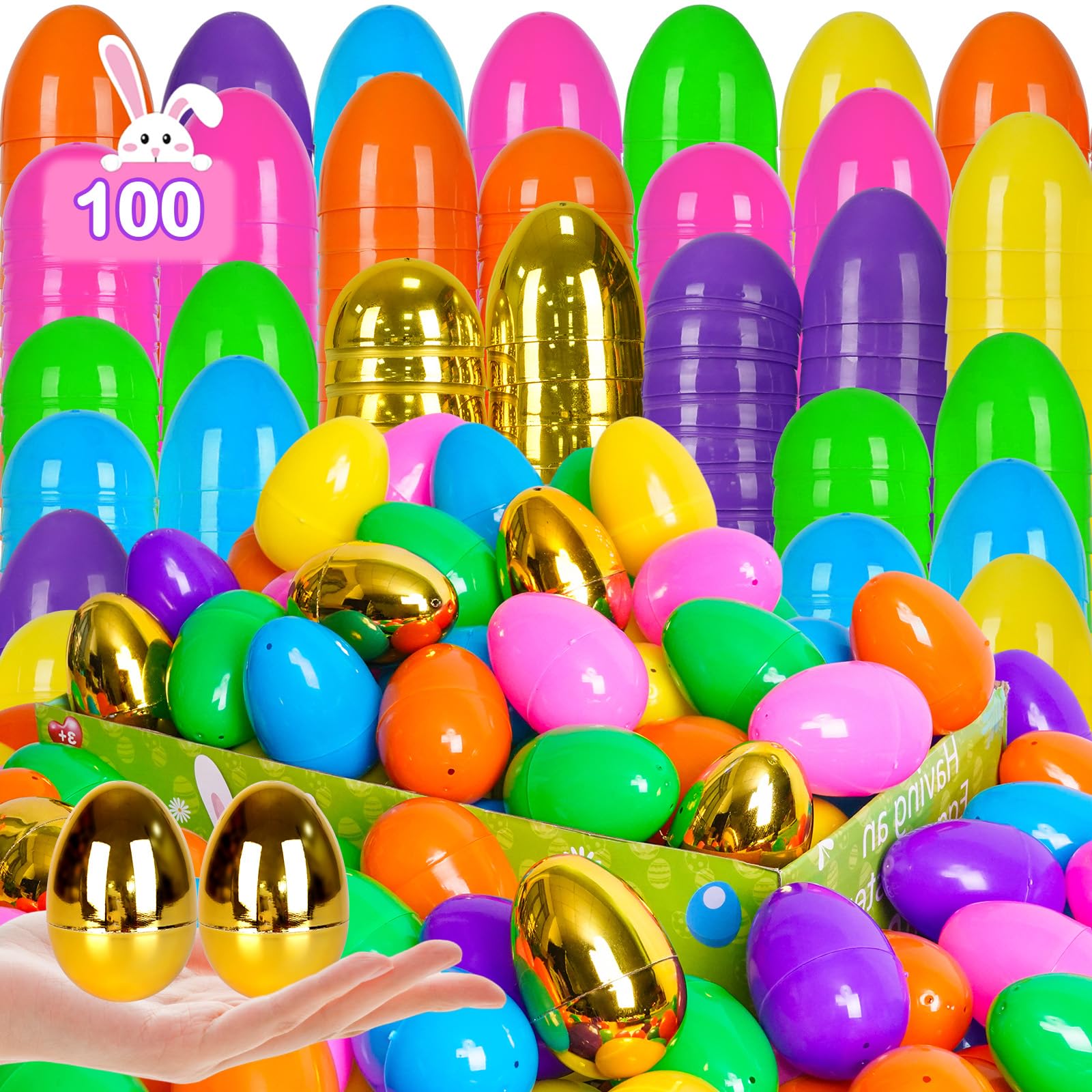 PIONJOY 100-piece Easter eggs ready for a colorful hunt.