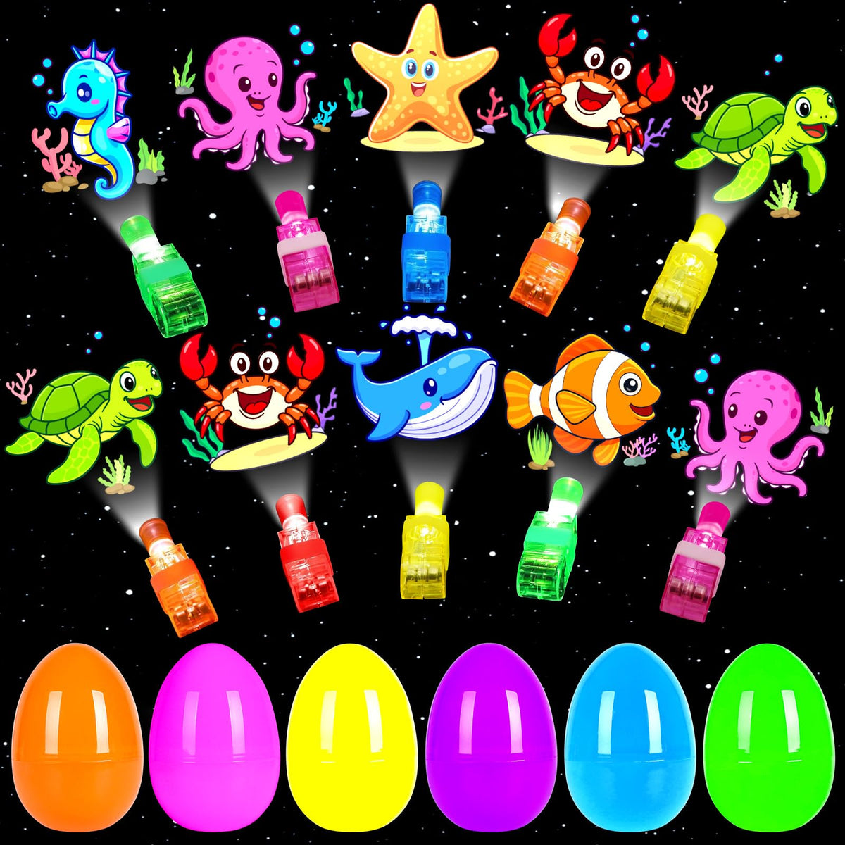 PIONJOY 24-pack Easter eggs glow brightly for easy egg hunts and baskets.