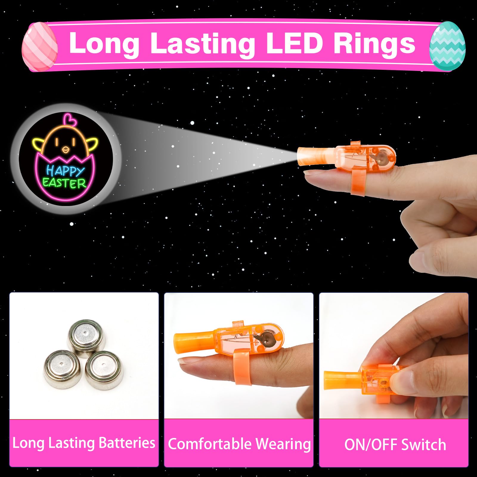 PIONJOY bunny-shaped LED finger lights glow to boost party fun.