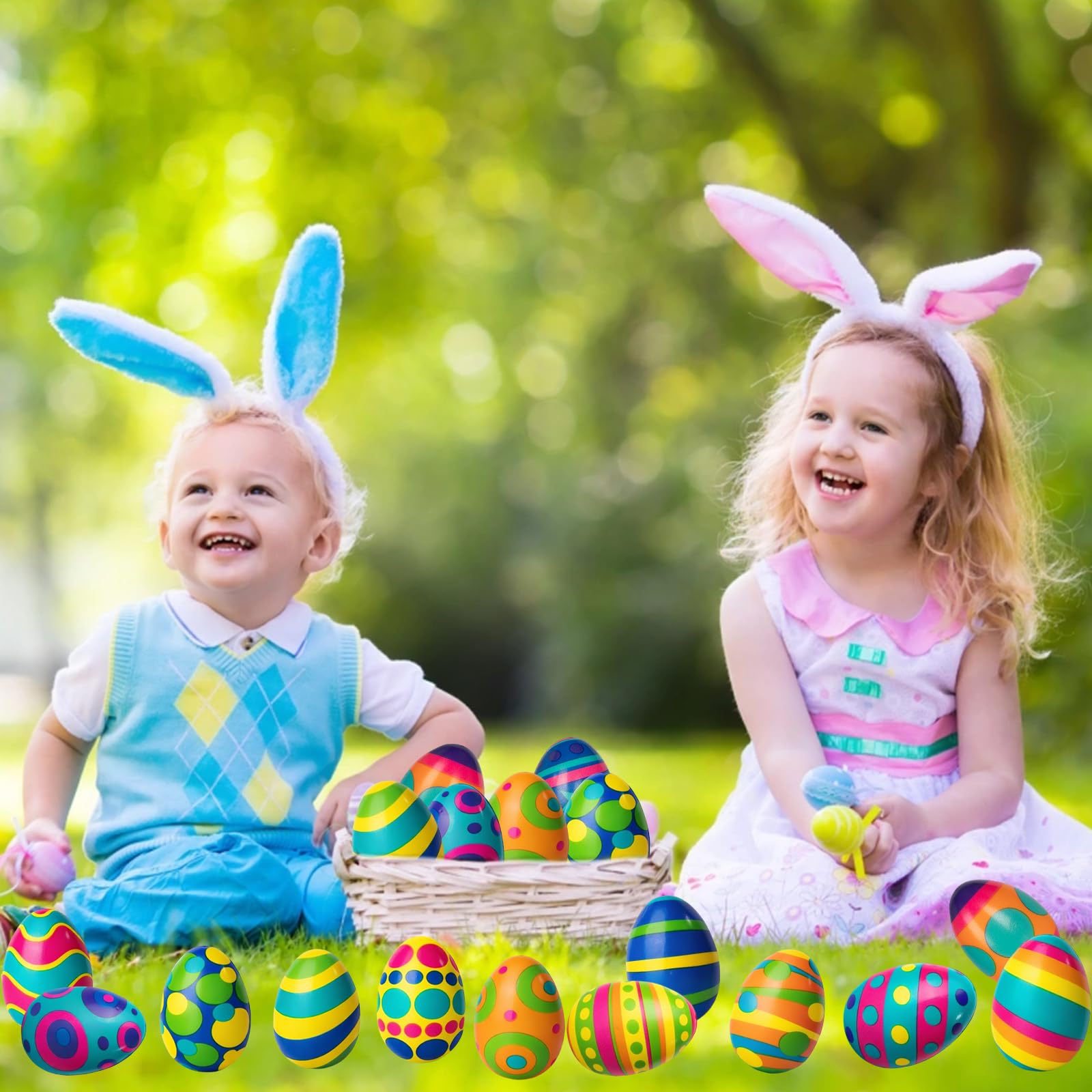 Bright PIONJOY Easter eggs as basket fillers for festive decor