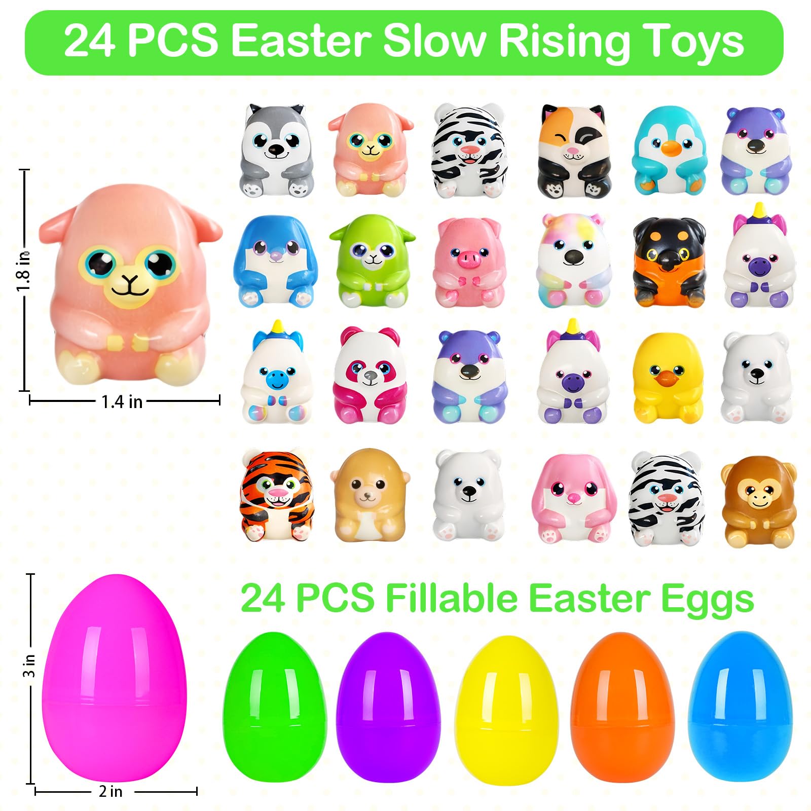 PIONJOY colorful animal squishies inside eggs for exciting egg hunts.