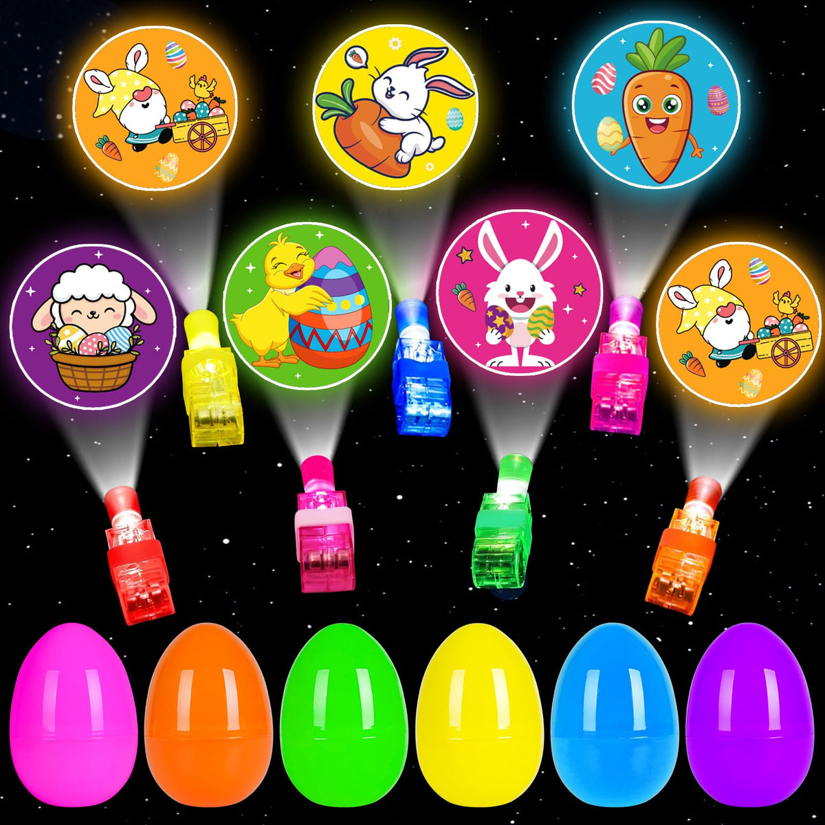 PIONJOY Easter eggs with bunny LED lights glow during hunts