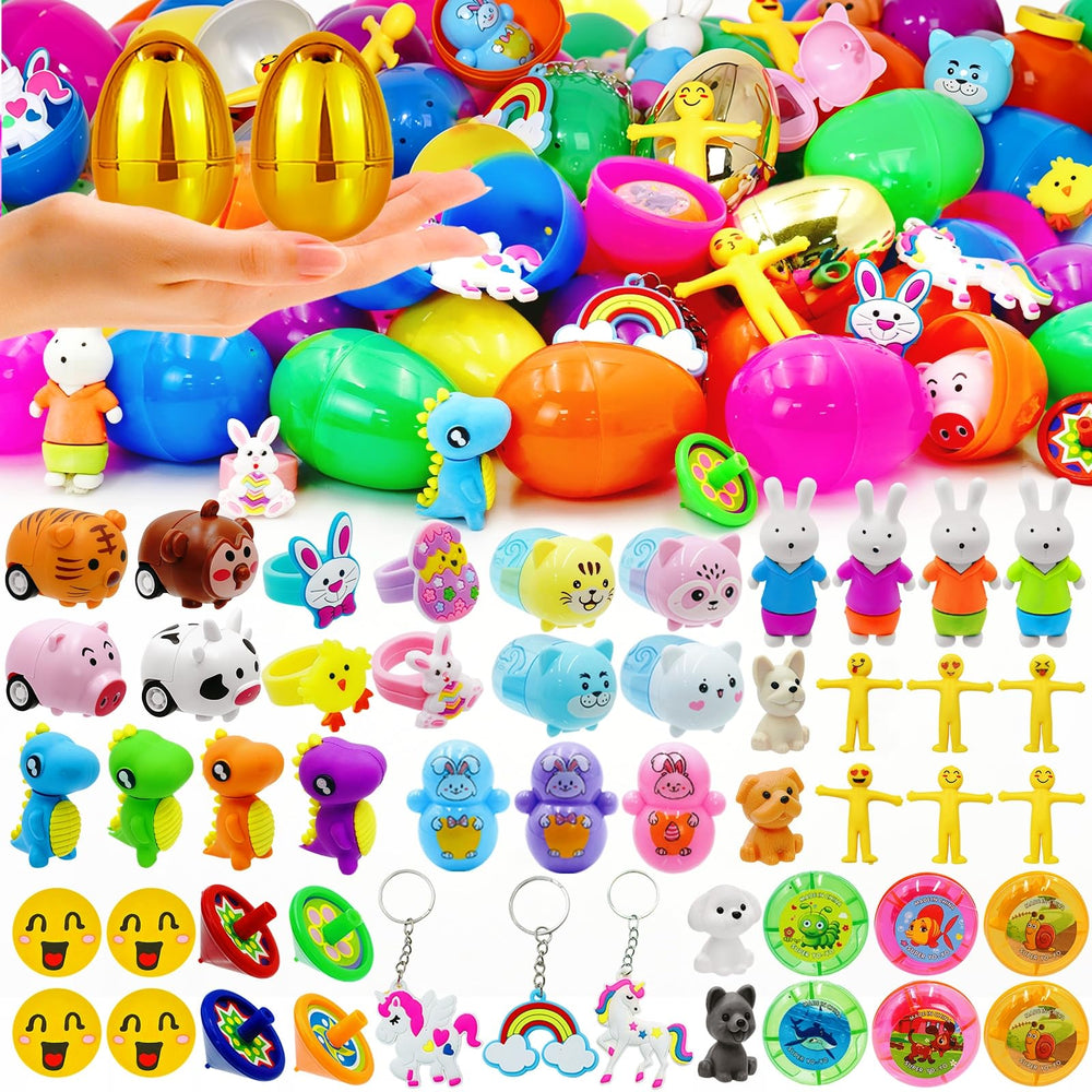PIONJOY Easter eggs with toys, colorful and engaging for kids during hunts.