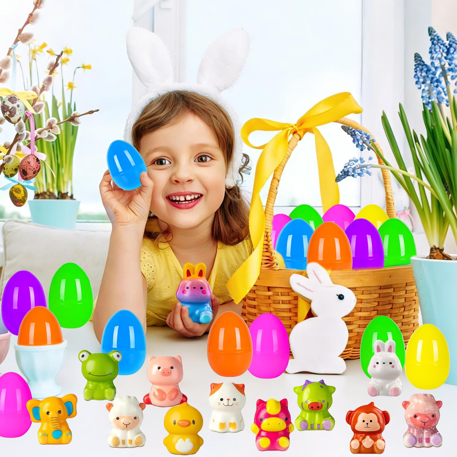 Bright eggs arranged for Easter party display and favors