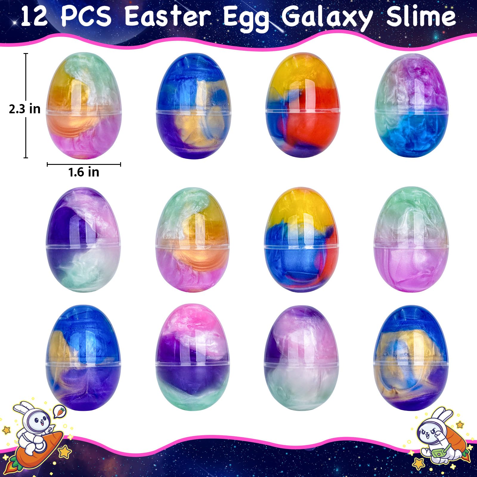 PIONJOY Easter Slime Egg inner view with six-color slime kit for creative play