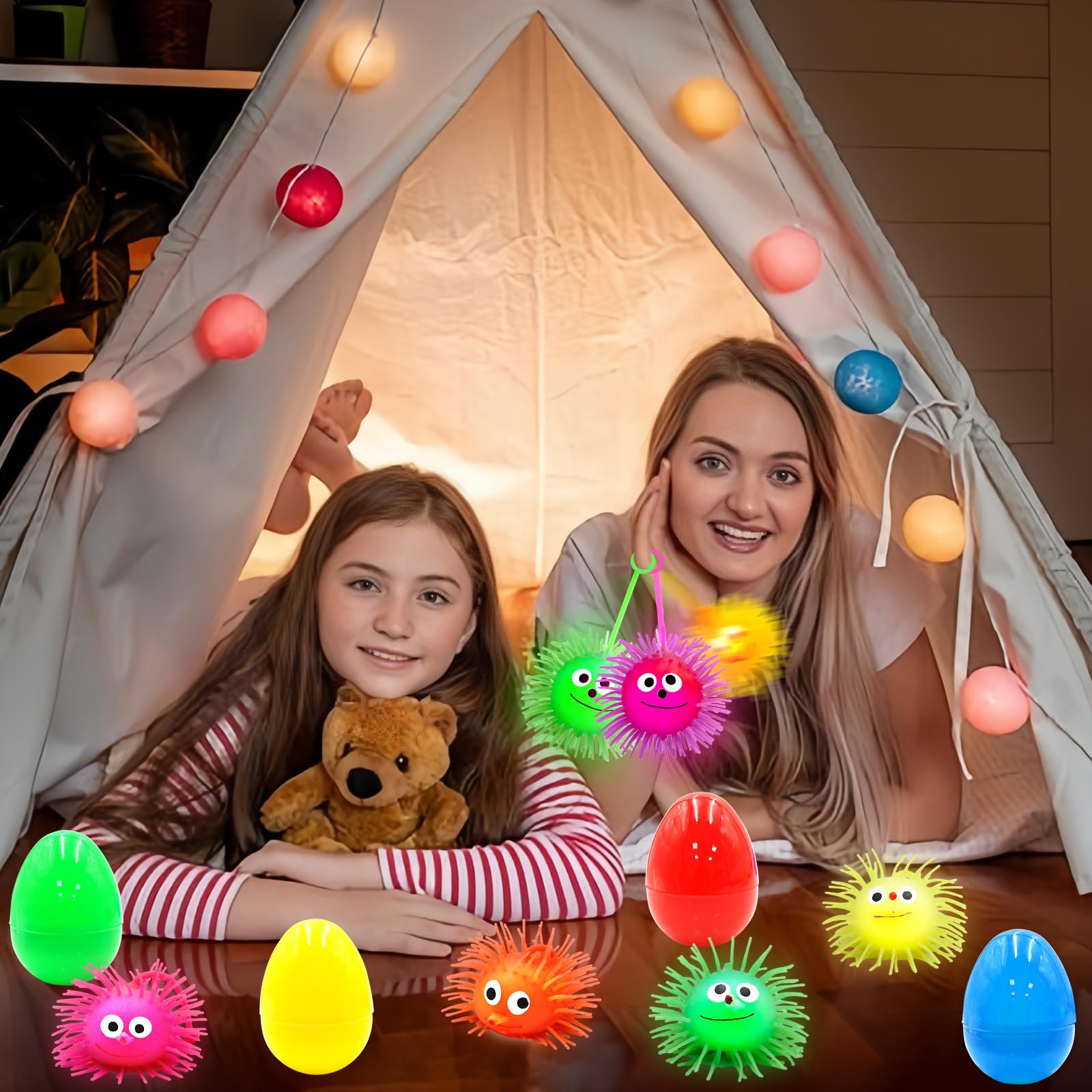 PIONJOY jumbo Easter egg LED puffer ball in orange makes vibrant parties.