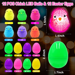 LED chick puffer ball inside each egg with vivid lights for festive play