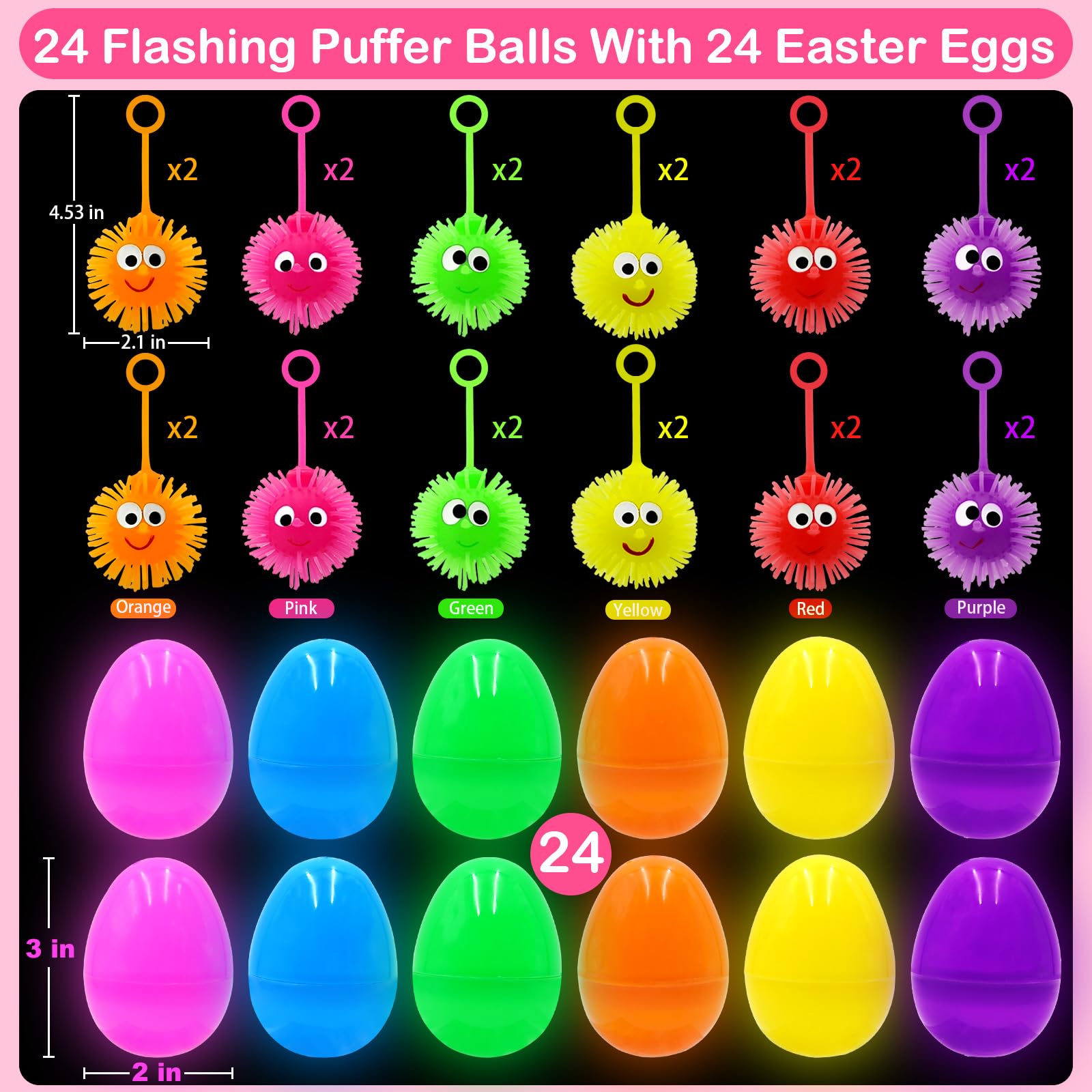 PIONJOY LED puffer balls in six colors glow during active play.
