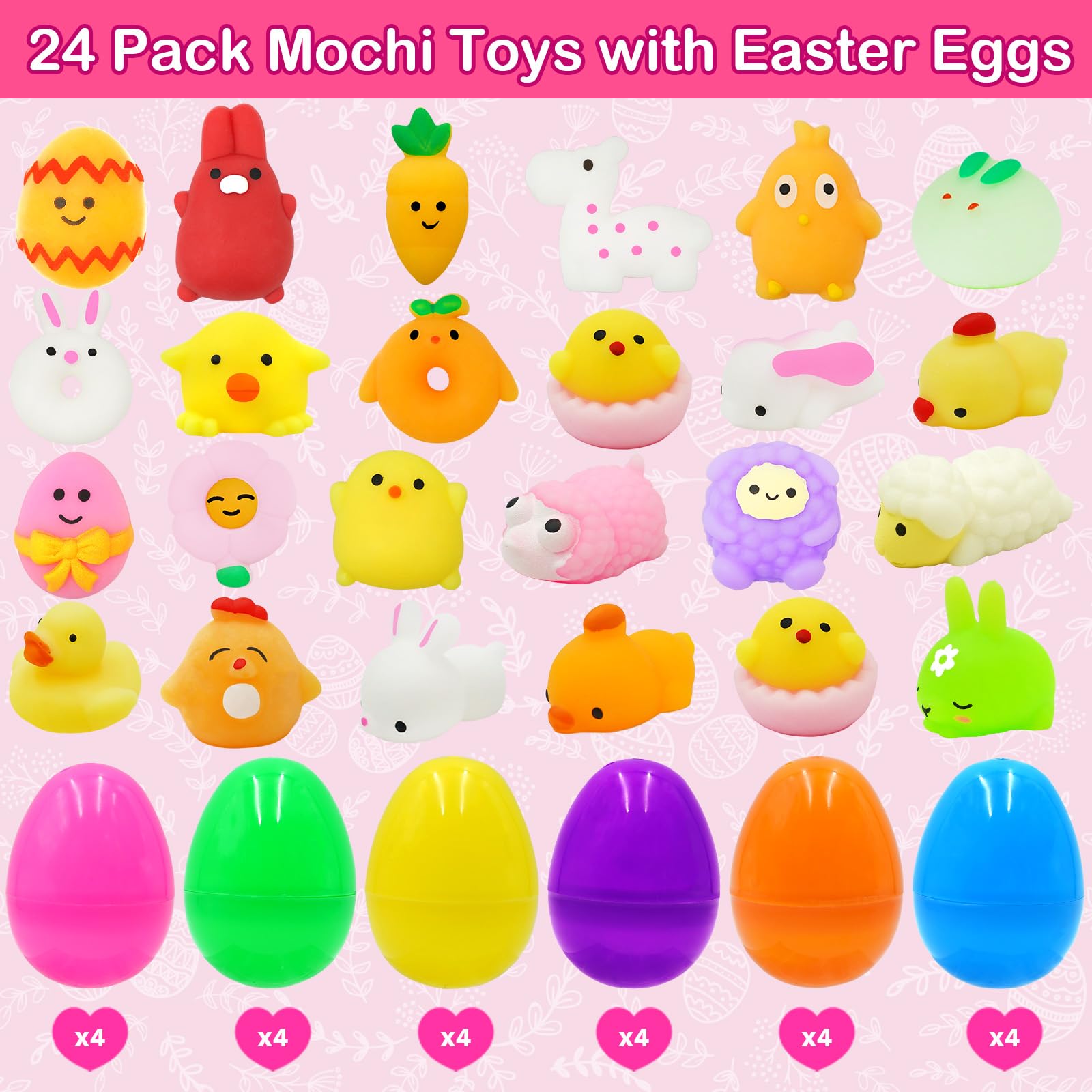 PIONJOY mochi squishy toys in assorted shapes for stress-relief and play.