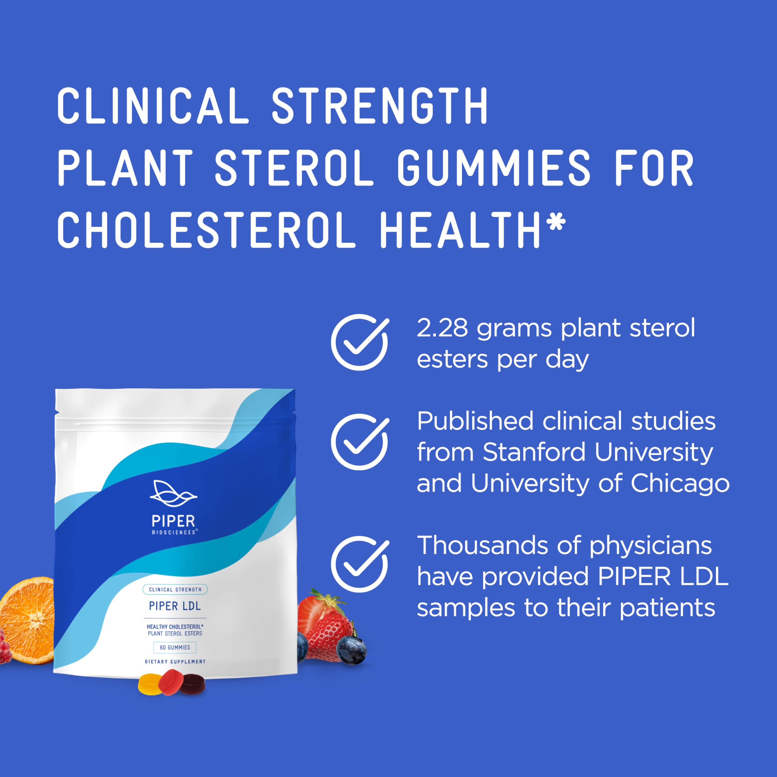 Piper Biosciences LDL gummies in strawberry bottle provide tasty daily dose option