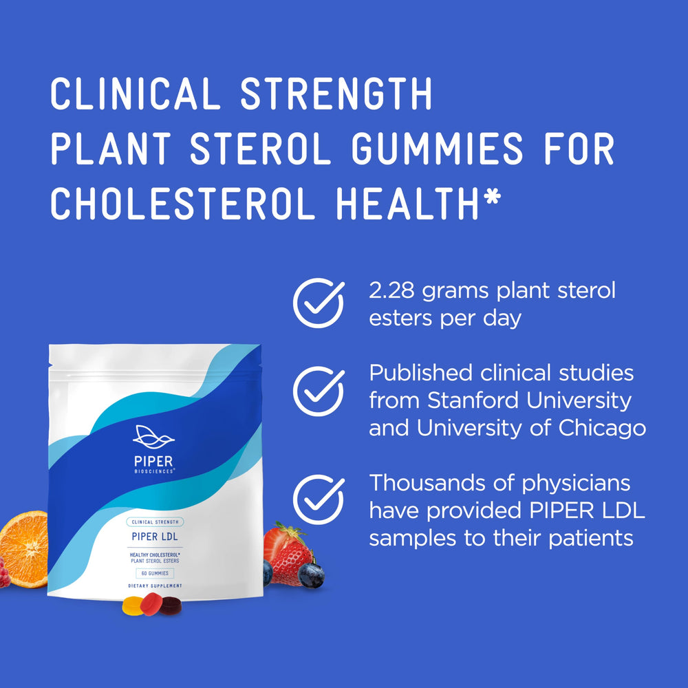 Piper Biosciences LDL gummies in strawberry bottle provide tasty daily dose option