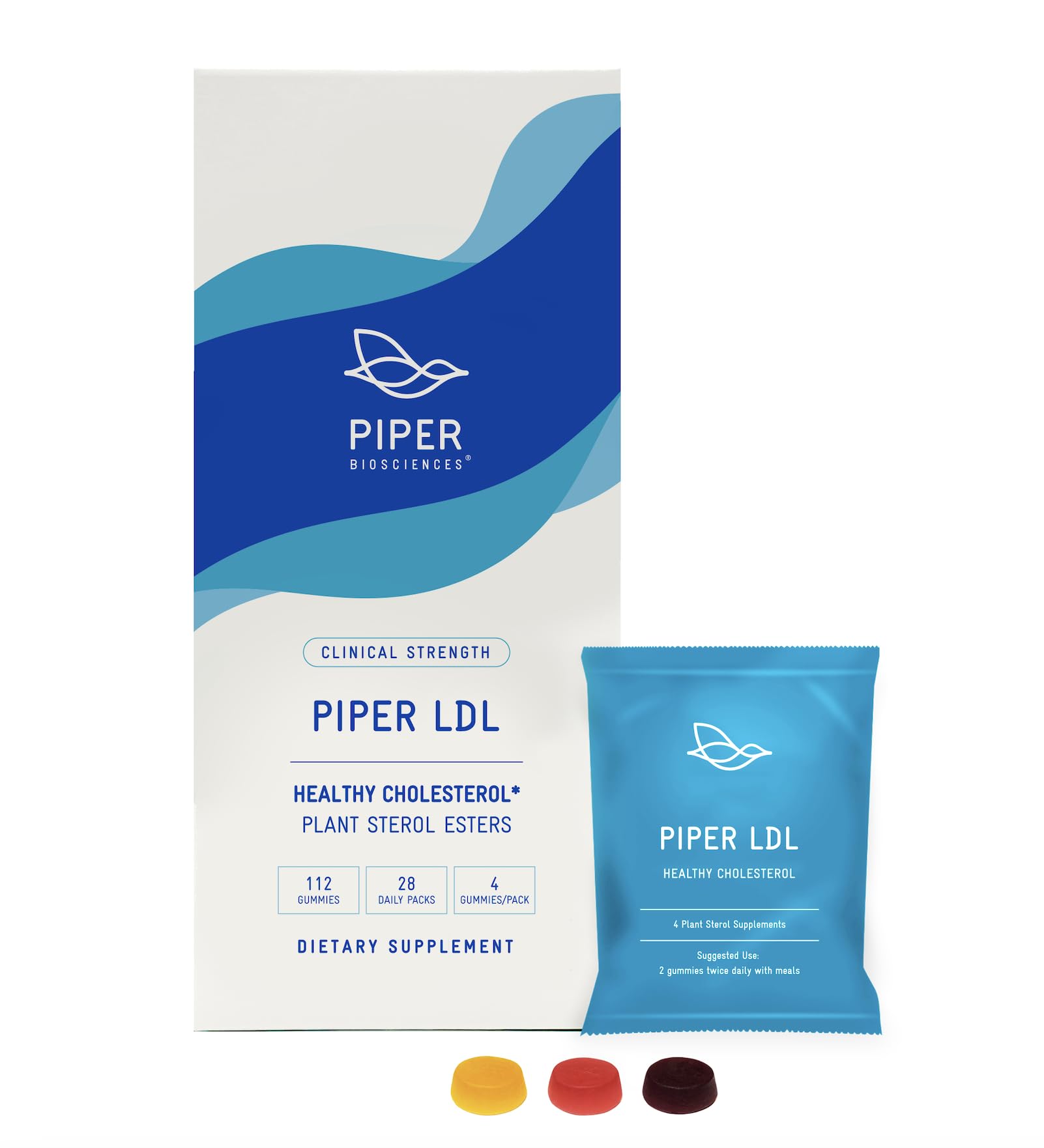Piper Biosciences Plant Sterols Gummy Supplement front view for easy daily use.