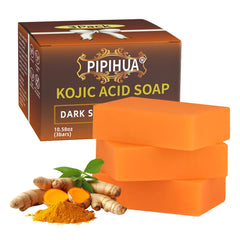 PIPIHUA Kojic Acid Soap bottle pour highlights gentle cleansing and even skin tone.