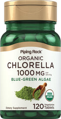 Piping Rock Chlorella bottle-front view for convenient daily green supplement.
